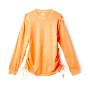 Victoria Secret VS Pink NEW w/TAGS Campus Long Sleeve Orange Ruched Tee